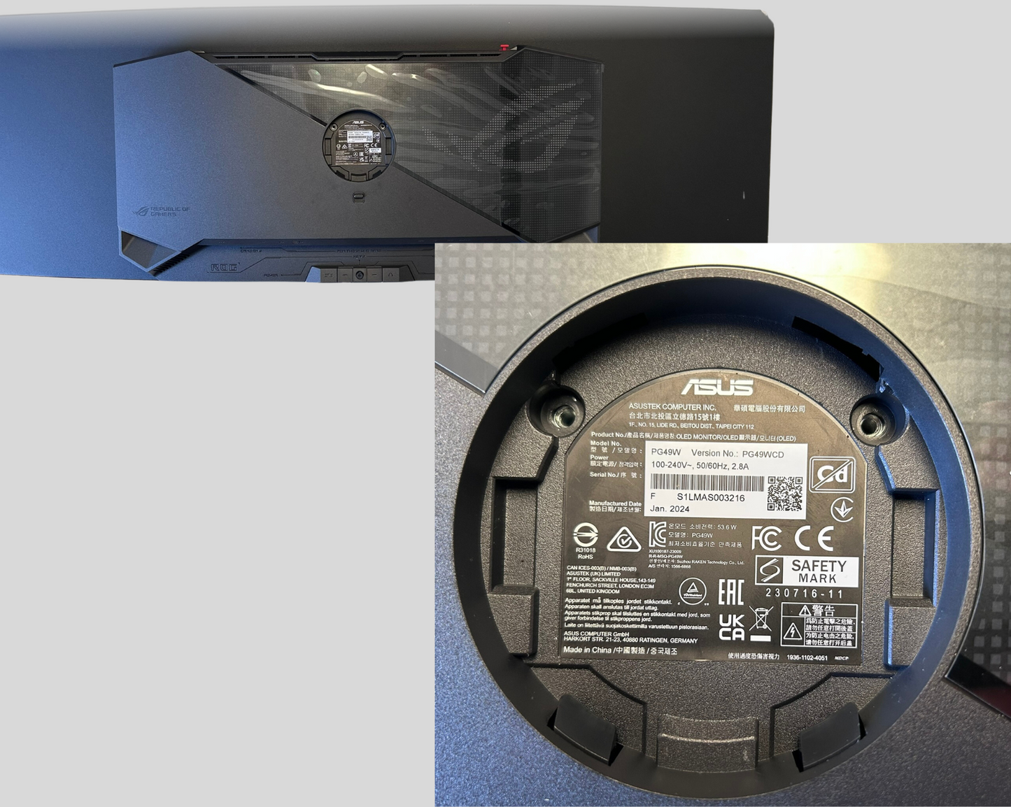 VESA Monitor Adapter ROG Swift OLED PG49AWCD